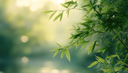 Obraz premium Fresh green foliage in soft sunlight