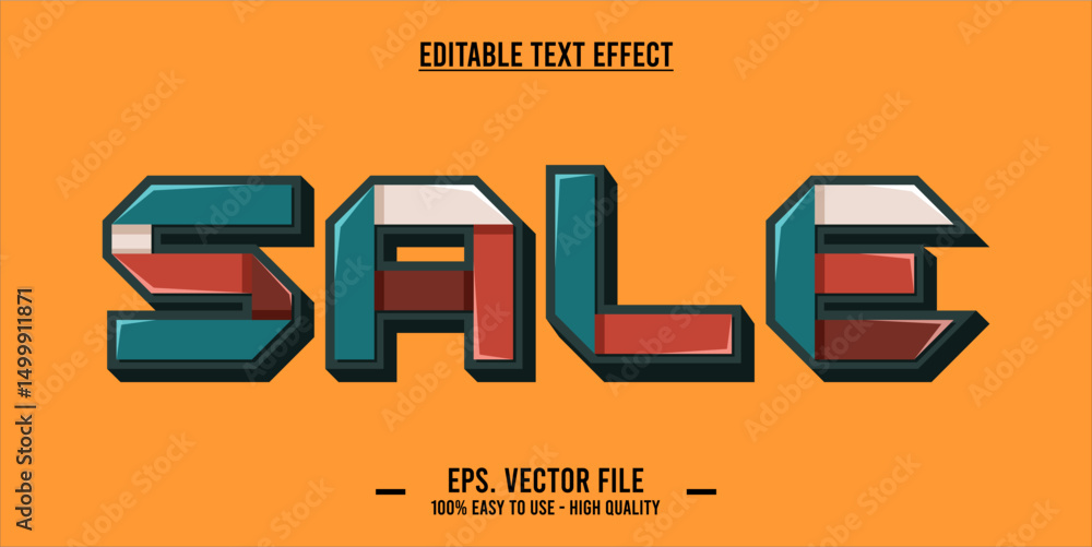 Poster sale text effect template with editable 3d style font effect. eps vector file