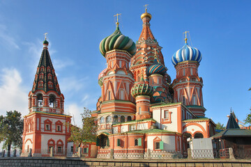 The Cathedral of Vasily the Blessed  in the Red Square in Moscow during sunset, Russia.
Inscription:To Citizen Minin and Prince Pozharsky grateful Russia 1818