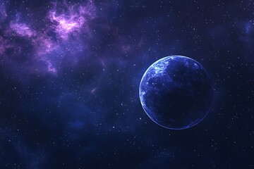 Fototapeta premium Abstract space background with planet and nebula, 3d render illustration