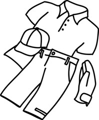 ゴルフウェアメンズセット　半袖　モノクロアイコンイラスト