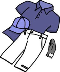 ゴルフウェアメンズセット　半袖　カラーイラスト