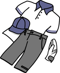 ゴルフウェアメンズセット　半袖　カラーイラスト