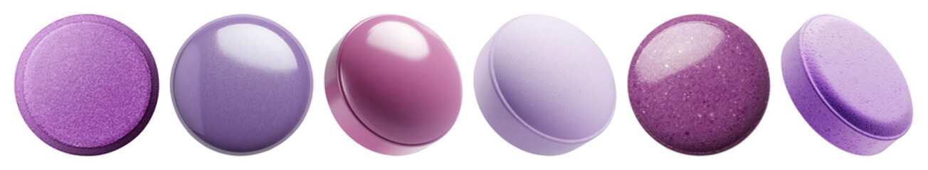 Obraz premium PNG Vibrant purple nail polish shades, element set on transparent background