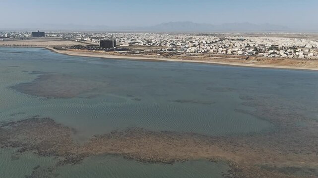 Aerial drone view of the Red Sea coast near Yanbu