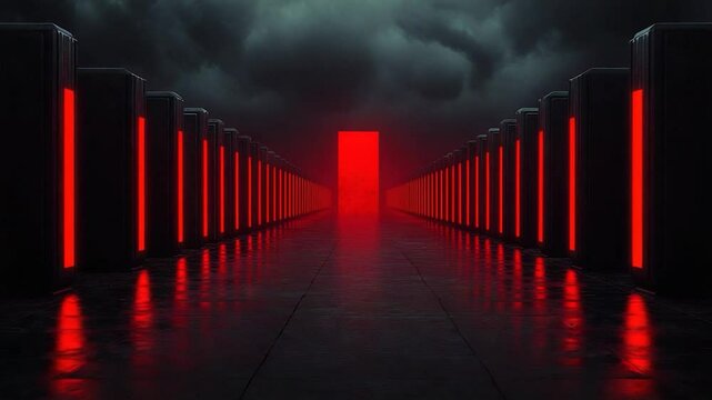 Red Glowing Corridor: A Digital Realm