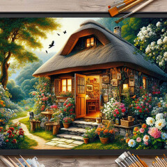 house with flowers