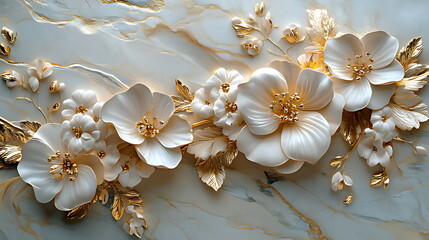 3d wallpaper illustration flower golden background
