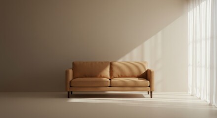 Minimalist Tan Lounge with Camel Sofa
