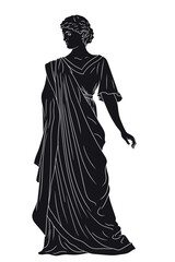 Naklejka premium Ancient greek woman goddess in tunic. Figure isolated on white background