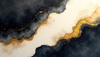 Subtle gold & black watercolor wash, flowing diagonal lines, soft light , graphic, modern