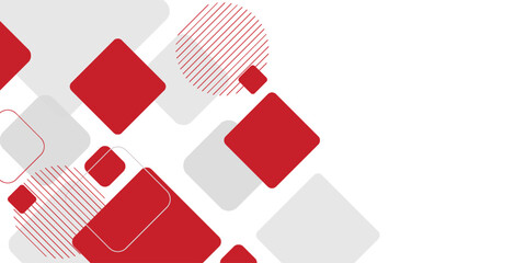 White background with abstract red grey square decoration. Vector illustration for modern presentation background, brochure design, business card background, website slider, landing page