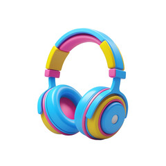 3d Over-ear headphones icon isolated on white background. Cartoon plastic icon