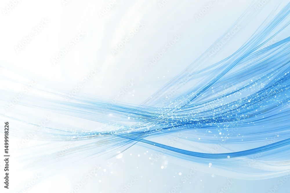 Poster abstract blue background with smooth lines and sparkles