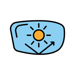 polarized lenses color flat icon for digital and print projects.