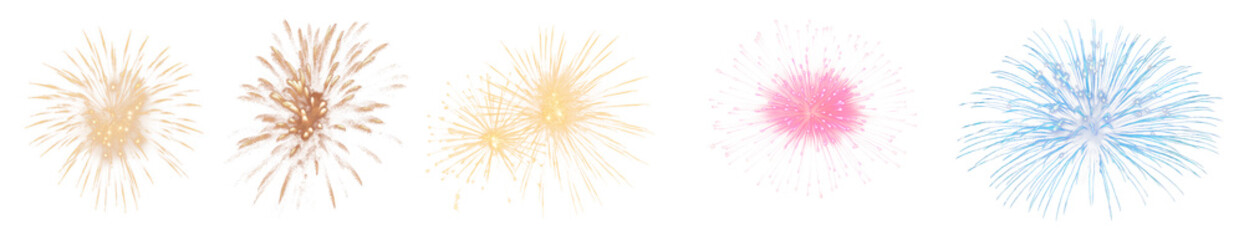 Plakat PNG Colorful festive fireworks display, element set on transparent background