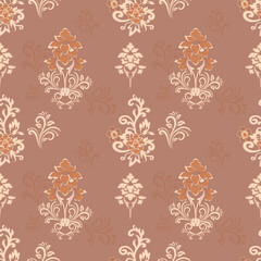 seamless floral pattern with mocha mousse background.