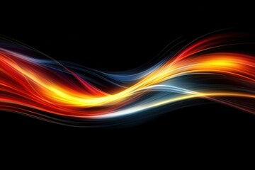 Vibrant Flowing Light Waves in Red, Orange, Blue and Yellow Tones