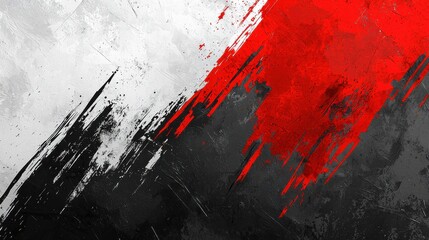 Bold Abstract Design with Red, Black, and White Brush Strokes
