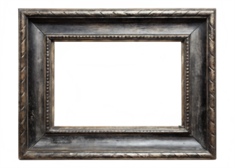 old grunge black picture frame isolated on white background, PNG