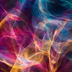 Fototapeta premium Dynamic abstract visuals artistic gallery digital artwork contemporary space close-up view fluidity and color interaction