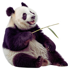 Obraz premium Young Panda with Bamboo - PNG Image