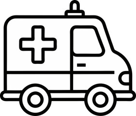 ambulance vector outline icon on white or transparent background