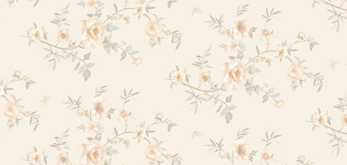 Unique Hand Painted Scroll and Floral Design Sketches