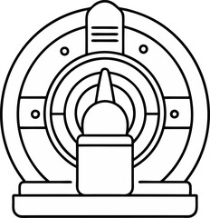 mri machine vector outline icon on white or transparent background