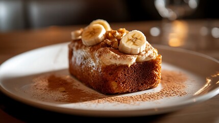Banana Cake with Walnuts and Cinnamon
