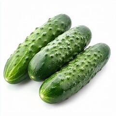 Fresh green cucumbers isolated on white background food photography studio environment close-up view healthy eating concept
