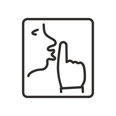 icon of shhh gesture lips, keep shut mouth, do not disturb vector illustration, do not talk