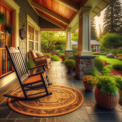 wooden chair in the garden