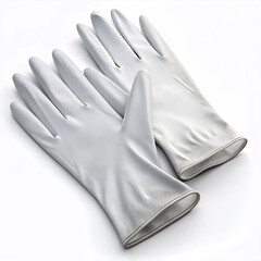 Pair of white surgical gloves isolated on white background providing medical protection