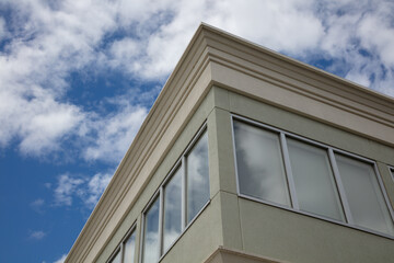 Modern Office Building Corner with Windows Downtown
