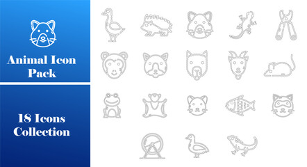 Editable Animal Outline Icon Pack Scalable Vector Collection, Vector set of human anatomy icons and animal illustrations as a collection of art and design sketches