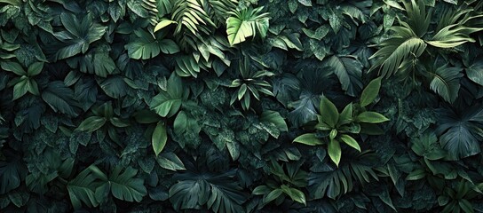 Lush, deep green foliage wall