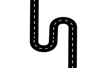 Fototapeta premium Winding curves or curvy road. Isolated on transparent background. Winding or twisting road from top view. Bending roads and highways . Vector illustration