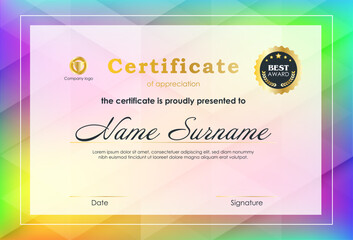 Fototapeta premium Certificate Of Achievement Award Template Design.
