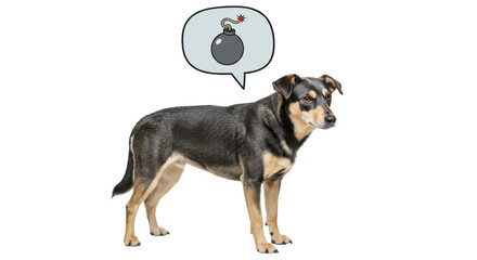 Isolated Dog with Bomb Thought