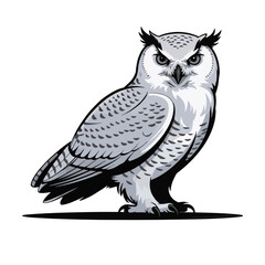Cute wise owl cartoon vector on a branch
