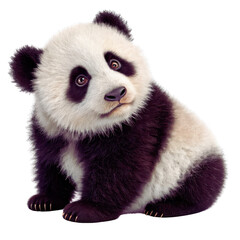 Obraz premium Young Panda with Bamboo - PNG Image