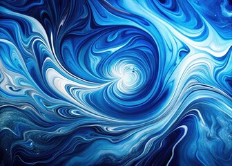 Deep Blue Marble Swirl, Abstract Panoramic Texture, Dynamic White Patterns, High Resolution Wallpaper