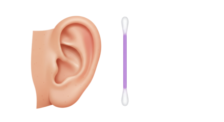 Isolated Ear and Cotton Swab