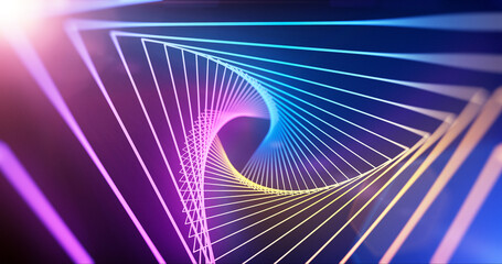 Abstract tunnel neon colored lights background