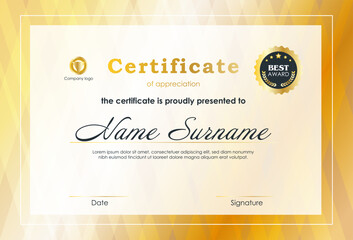 Certificate Of Achievement Award Template Design.