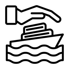 Cruise Insurance Vector Line Icon Design