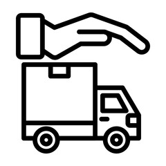 Delivery Insurance Vector Line Icon Design