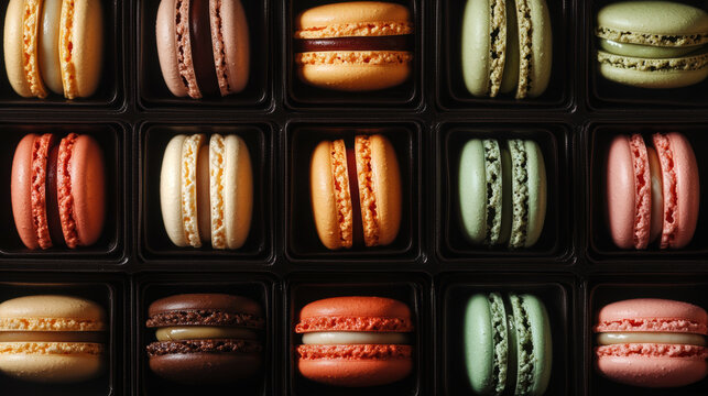 paris collection macarons grid pattern arranged