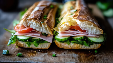 paris sandwich tomato closeup ham cucumber